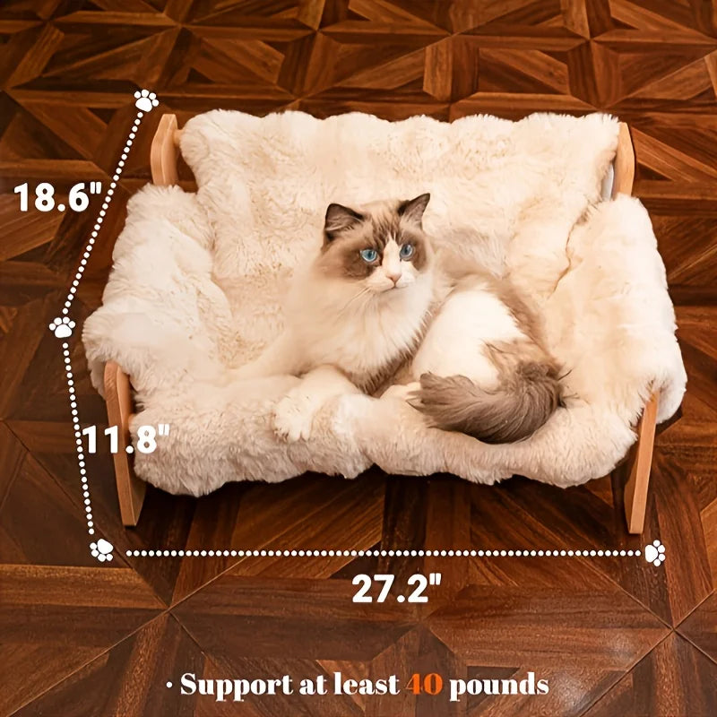 Raised Solid Wood Pet Couch Bed Elevated Cat Dog Sofa