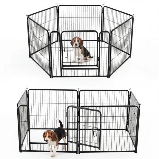 JHK 6 Panel Metal Dog Playpen Foldable Indoor Outdoor
