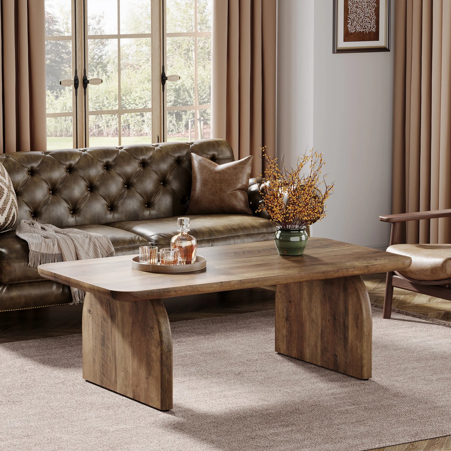Tribesigns Farmhouse Coffee Table Center Table With Sturdy Base