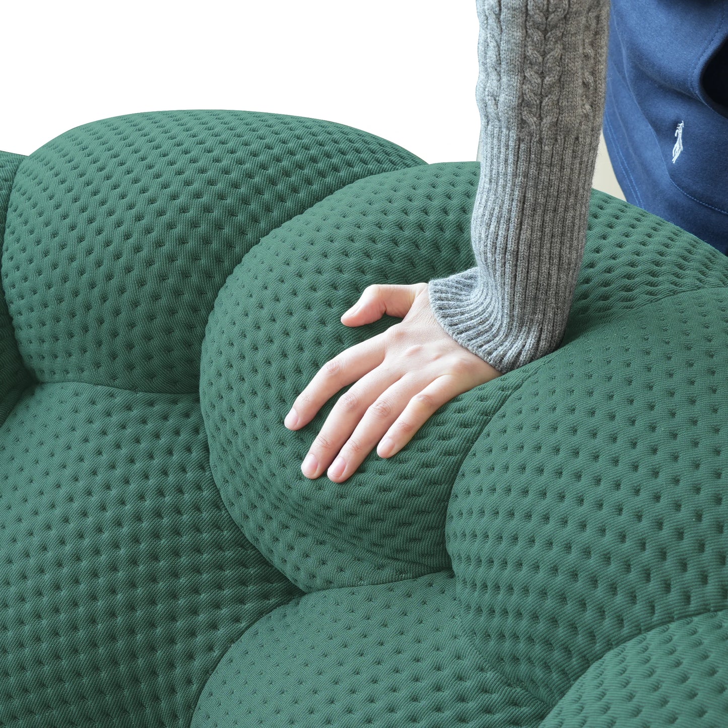 Sdorens Modern Curved Boneless Sofa 3D Knit Fabric Loveseat