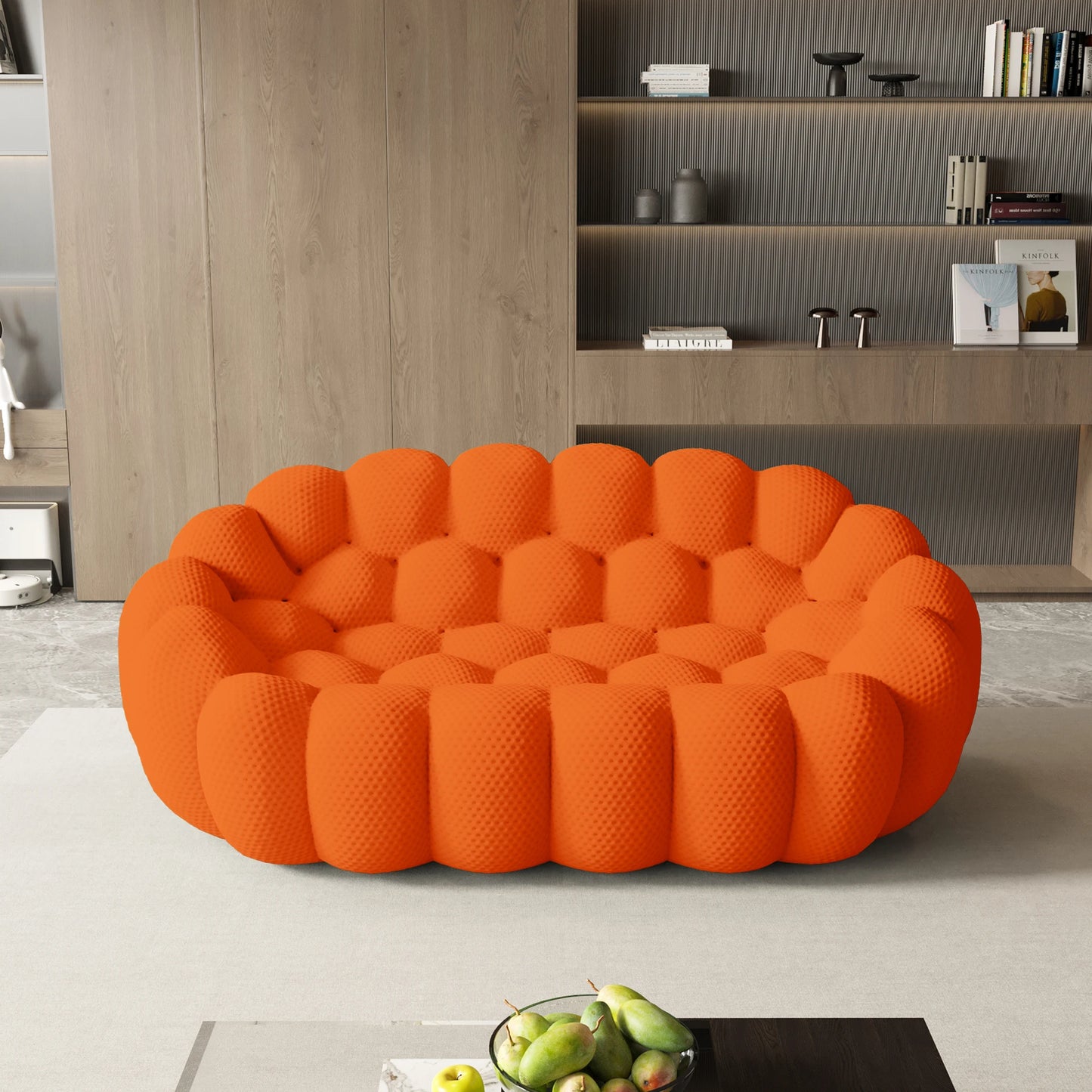 Sdorens Modern Curved Boneless Sofa 3D Knit Fabric Loveseat