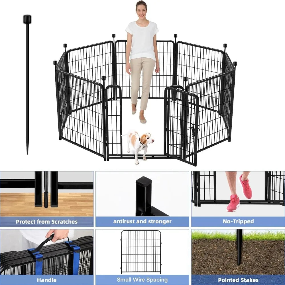 Heavy Duty Iron Garden Fence With Gate Pet Barrier