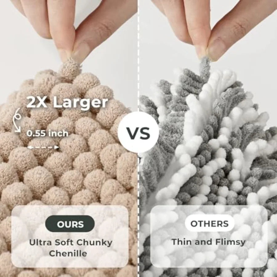 Chenille Bathroom Rug Non Slip Bath Mat Water Absorbent Washable
