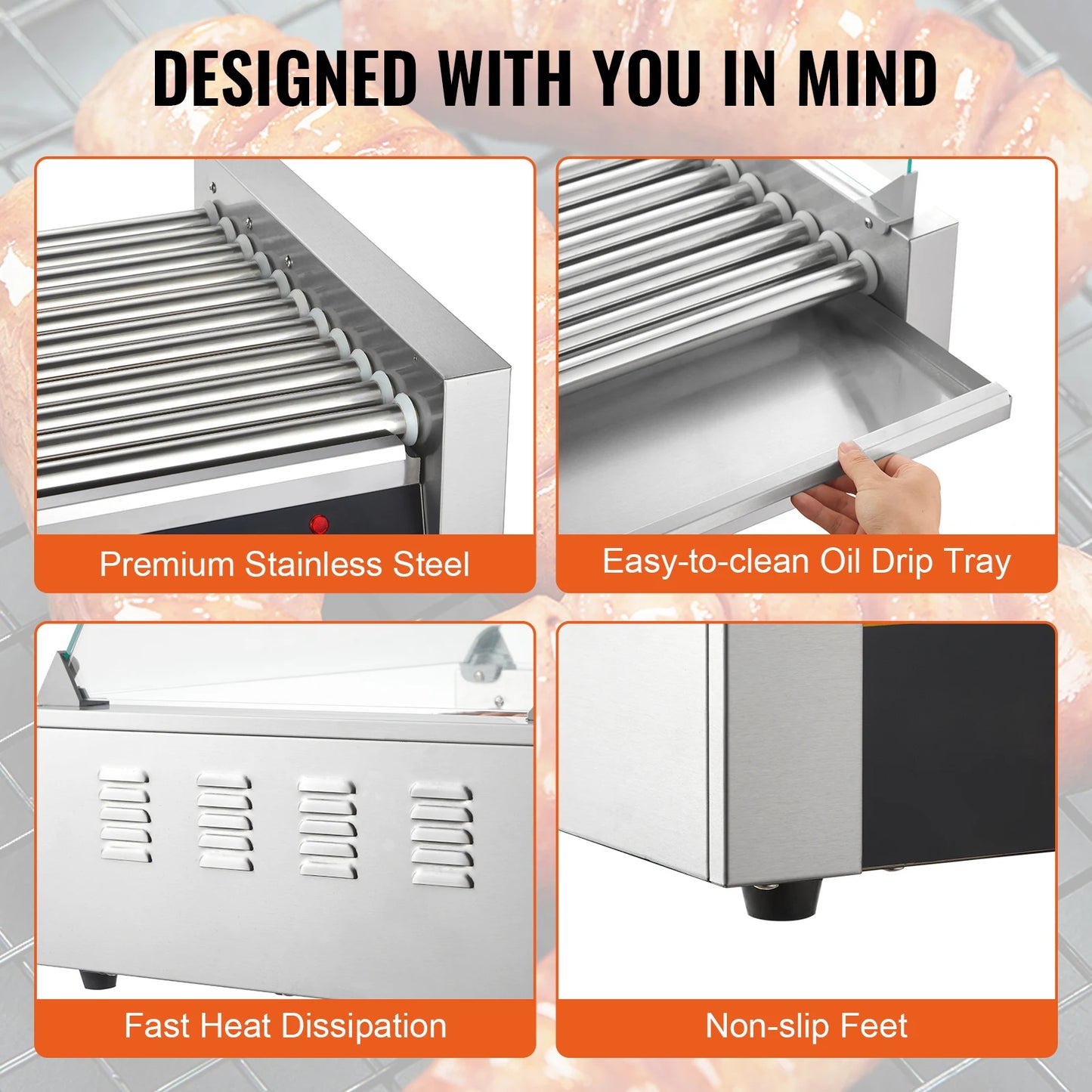 SucceBuy Commercial Hot Dog Roller Sausage Maker Grill