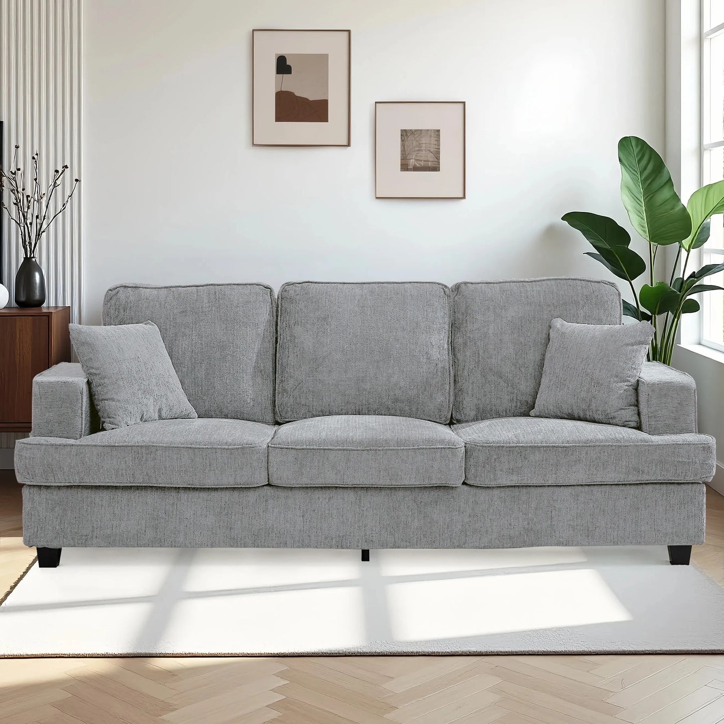 Cloud Chenile Sofa Modern Three Seater For Living Room