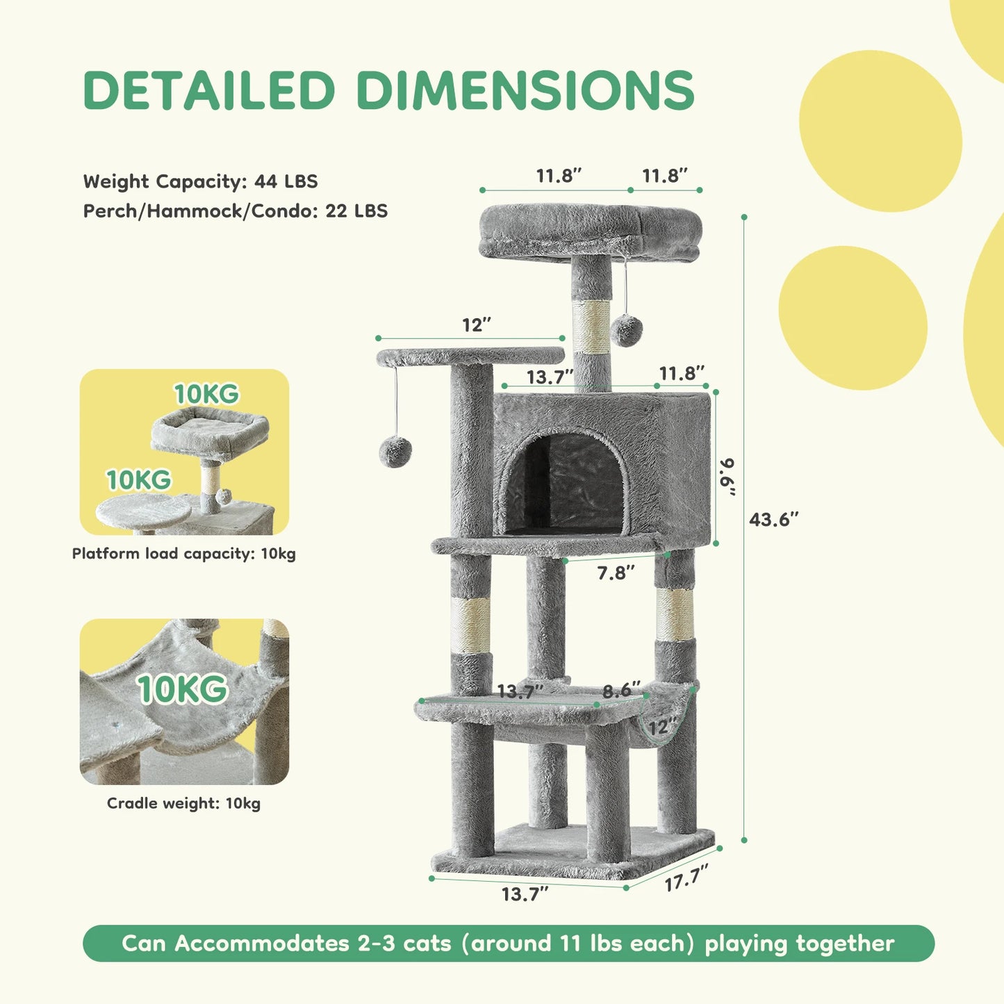 JHK Cat Tree Multi Level Tower For Indoor Cats Playtime