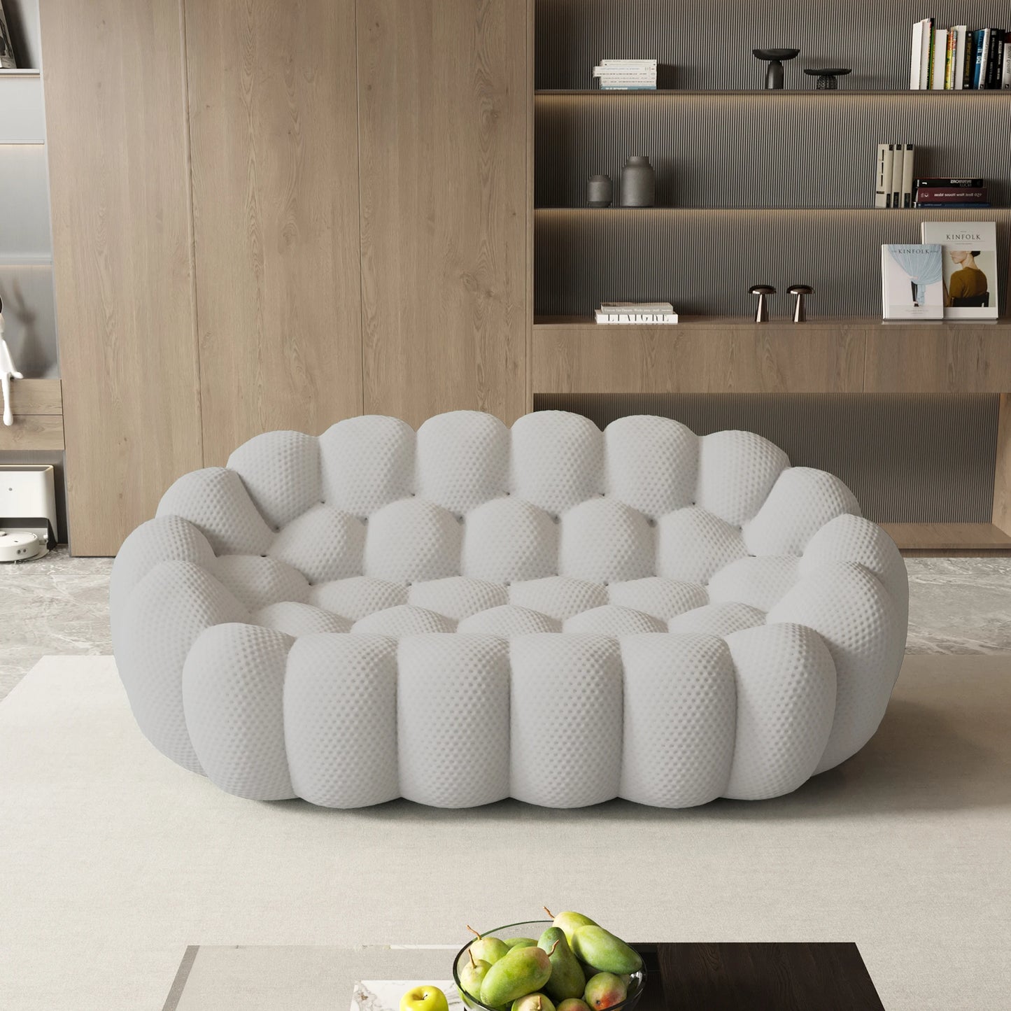 Sdorens Modern Curved Boneless Sofa 3D Knit Fabric Loveseat