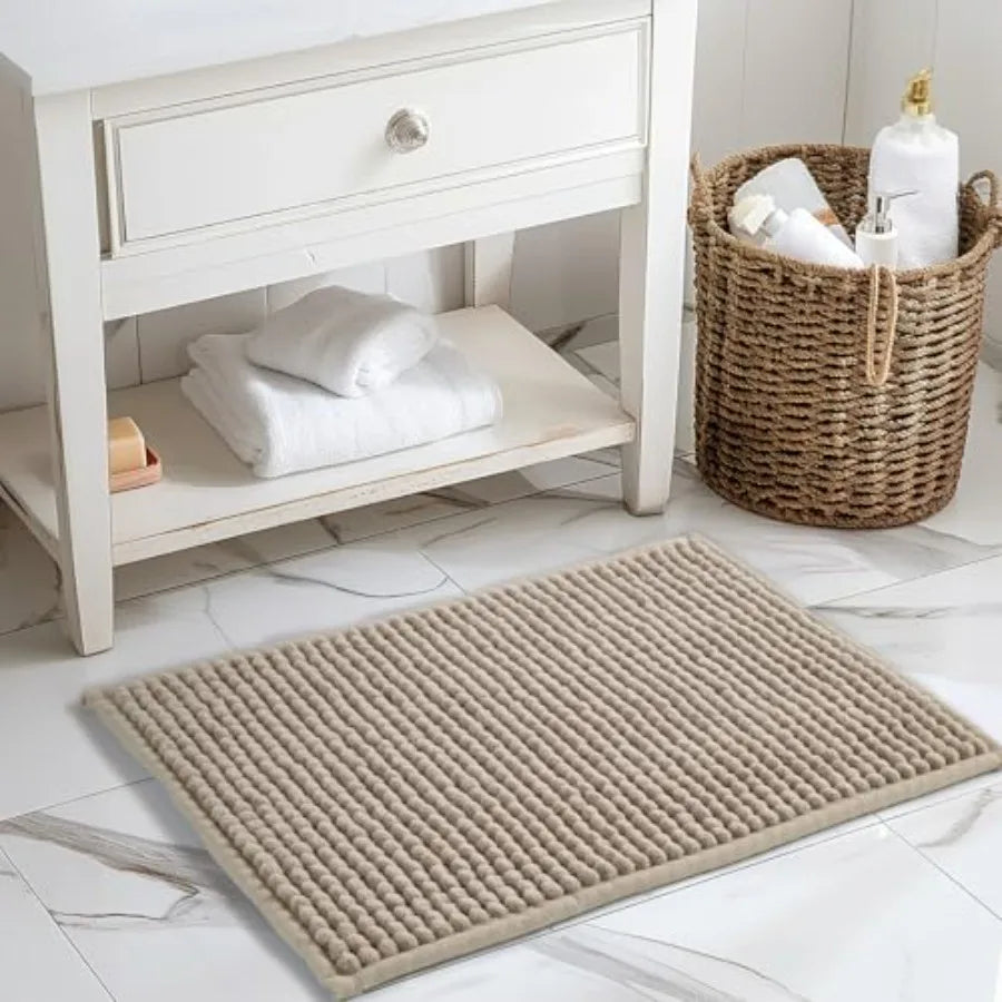 Chenille Bathroom Rug Non Slip Bath Mat Water Absorbent Washable