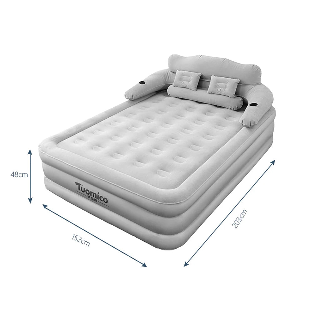 Camping Inflatable Air Bed With Backrest For Two Indoor Outdoor