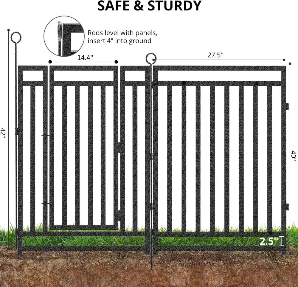 Rustproof Metal Garden Fence With 14 Panels And 2 Gates
