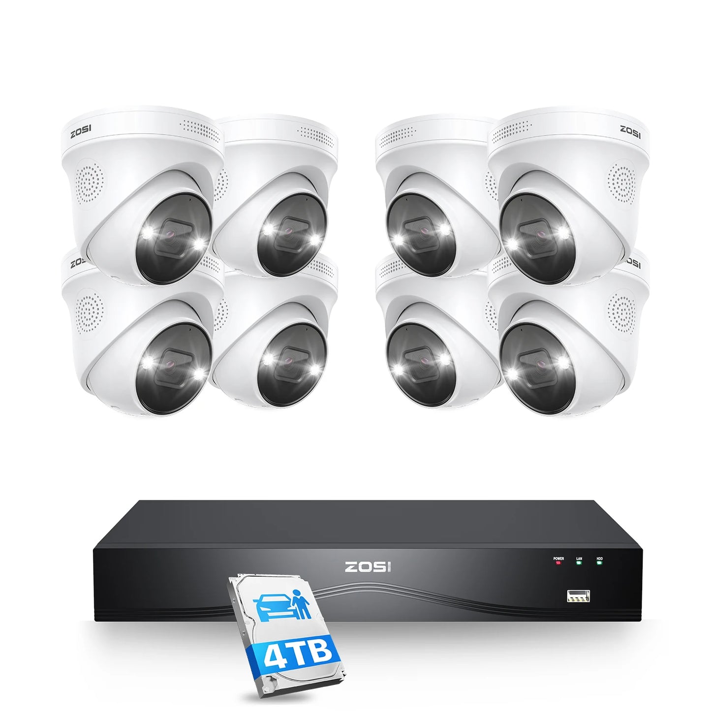 ZOSI 4K 8MP PoE Security Camera System With NVR AI